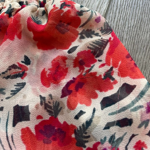 MISA LOS ANGELES RED FLORAL OFF THE SHOULDER MINI SUMMER SUN DRESS SIZE MEDIUM - Picture 6 of 6